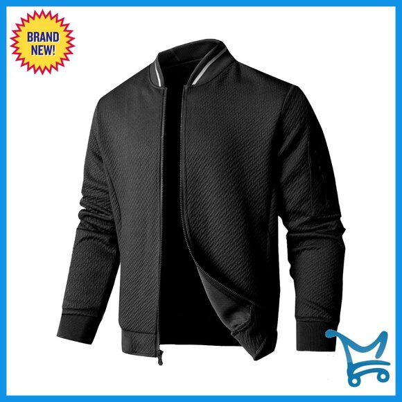 Men's Loose Fit Lightweight Bomber Jacket Cotton Fabric Casual Style